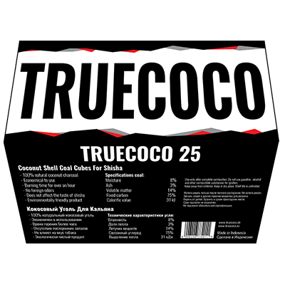 Килограммовая упаковка 72 штуку угля TRUECOCO 25мм